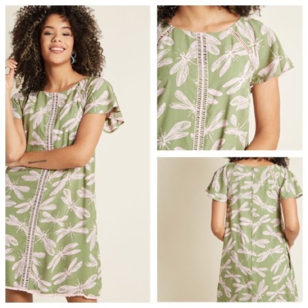 Modcloth Dragonfly Shift Dress Sz M